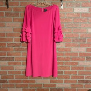 Gabby Skye Size 14 Ruffled Sleeve Hot Pink Cocktail Dress